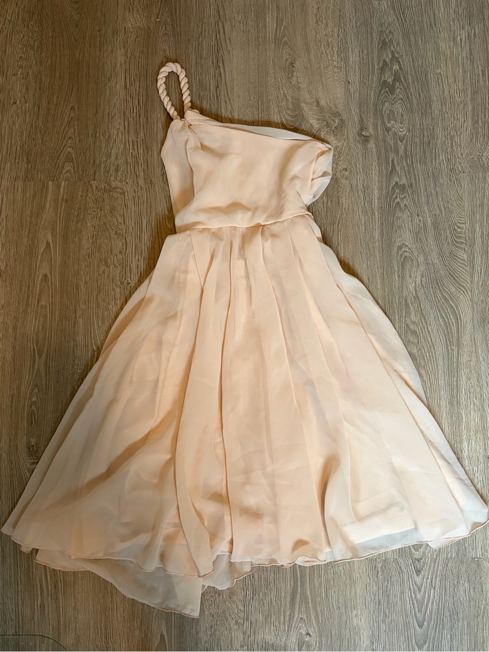 H&M One-Shoulder Pleated Chiffon Dress in Baby Pink - Size US 6